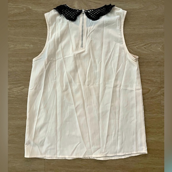 Cream business casual tank top with preppy collar - Picture 4 of 5